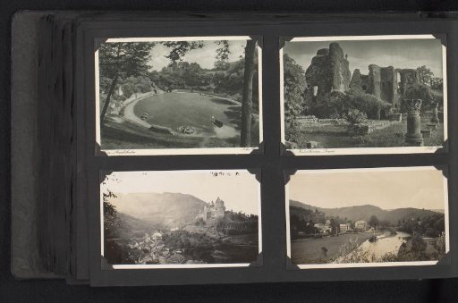 Two photomechanical postcards of Trier and two photographs of Vianden
