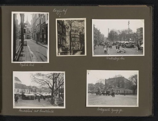 Five photographs of the Begijnhof, Waterlooplein, Amstelveld and the Portuguese Synagogue in Amsterdam
