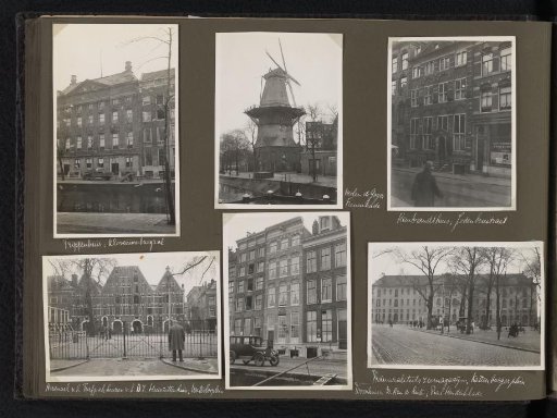 Six photographs of buildings in Amsterdam