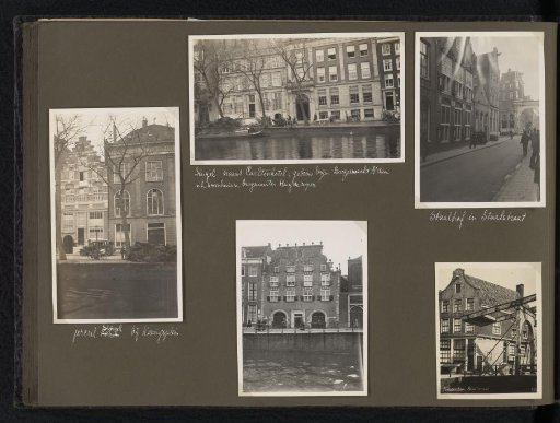 Five photographs of buildings in Amsterdam