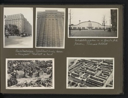 Five photographs of buildings in Amsterdam