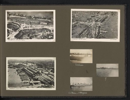 Six photographs of the Central Station and the harbor area, Amsterdam
