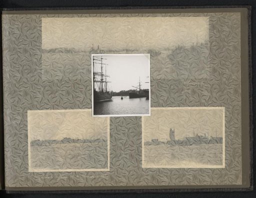 Photographic reproduction of a photograph of sailing ships in the harbour of Amsterdam