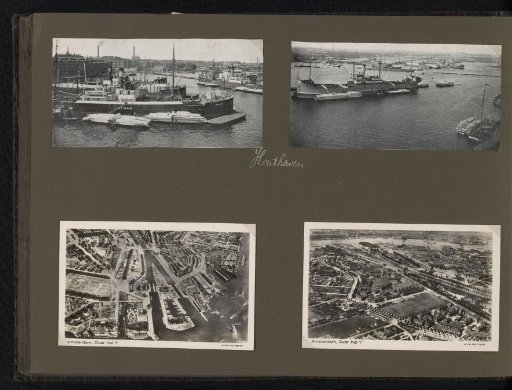 Two photomechanical prints of the Houthaven and two aerial photographs of Amsterdam-Noord
