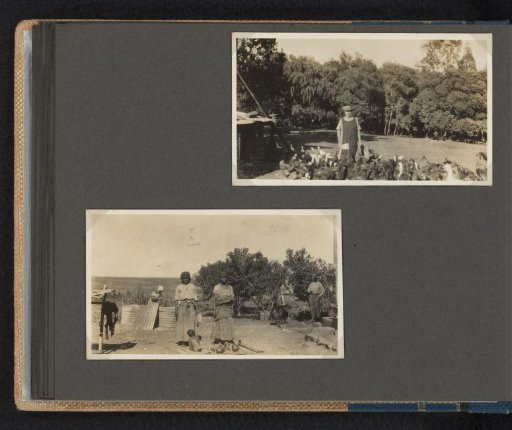 Garden and yard around a house in South Africa, with Karel and Arendina van den Berg and three women with babies
