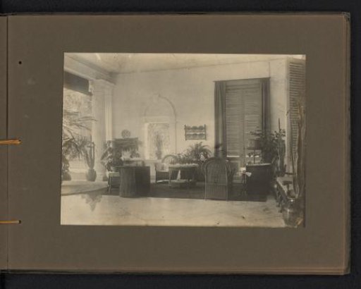 Interior of a sitting room in the official residence of the Javasche Bank in Batavia