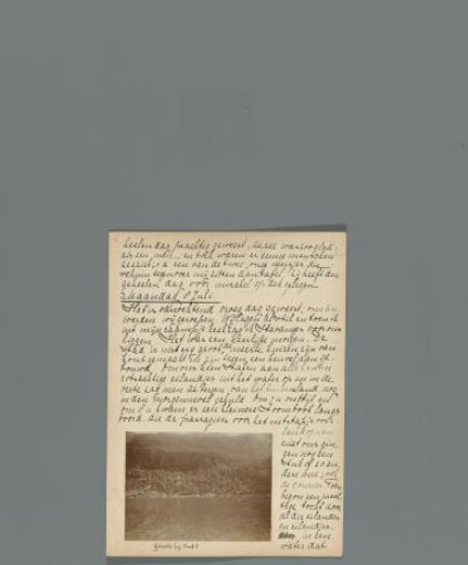 Seventh Page of a Diary of a Journey Through Norway with a Photograph of a Rowing Boat in a Bay