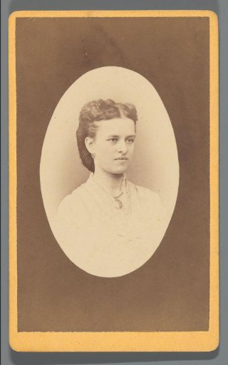 Studio portrait of Francina Schas in oval