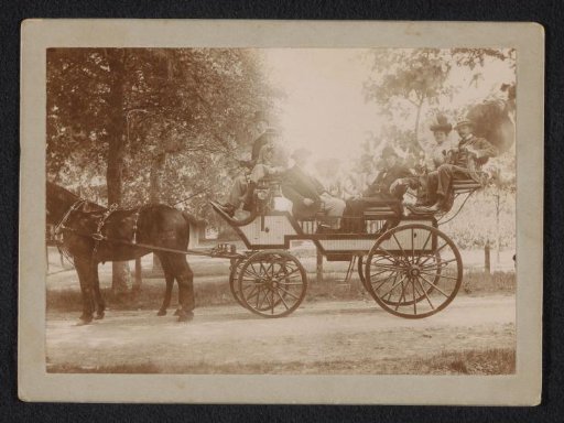Family van den Berg on horse and carriage in Baarn