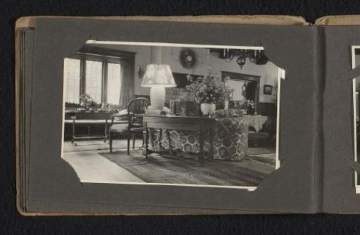 Interior of the country house De Wilde Zwanen in Laren, with a desk and bench