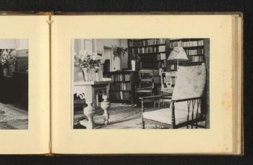 Interior with chair and bookcase