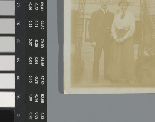 Portrait of Caroline Louise van den Berg on the terrace of Oude Turfmarkt 3 in Amsterdam