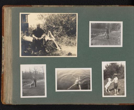 Three photographs of the Furnée-Onnen family by a lake or pond