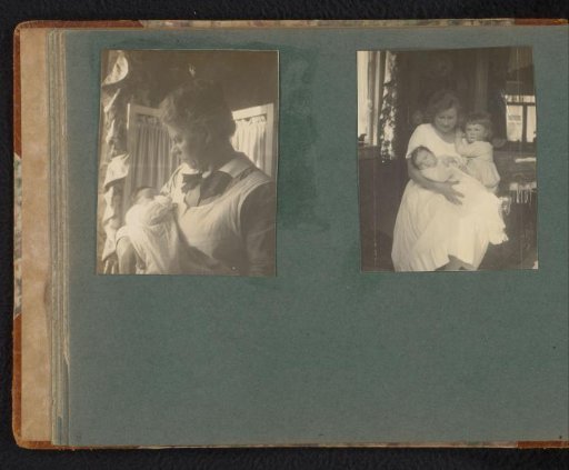 Two photographs of Emilie van den Berg, Carolina Onnen, and Frank and Pieter Furnée