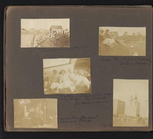 Audience at a tennis match in Noordwijk, including Suze Paut, Jan Roweney [?], Ada Bloem, Pollie van Schuyllenburgh, Willy Onnen, Richard Füßermann [?], Martin Zwart and Winnie Oksde [?]
