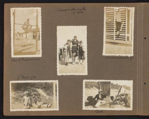 Loentje Furnée with children on the beach at Noordwijk