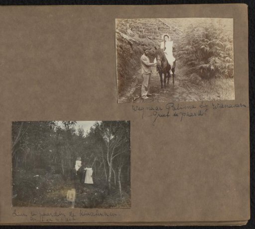 Two photos of Greet and Lien Lapp on horseback, Wanasari