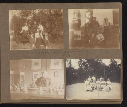 Four photographs of Loentje and Milly Onnen with the Mohr and Uhlenbeck children, and portrait of a man, Hilversum