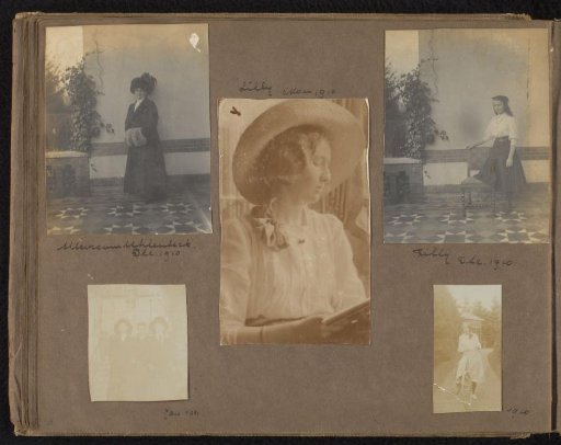 Five photographs of people from the vicinity of Loentje Onnen, including Johanna Uhlenbeck, Lilly and Tilly