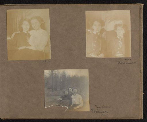 Three photographs of Milly and Loentje Onnen, Winny and Ella Uhlenbeck, also with other friends