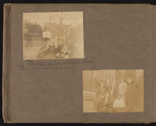 Two group portraits of friends of Loentje Onnen at Caty van den Wall Bake