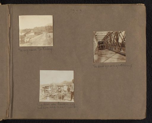 Three photographs of the road between Wanasari and Tji Kalong, Java