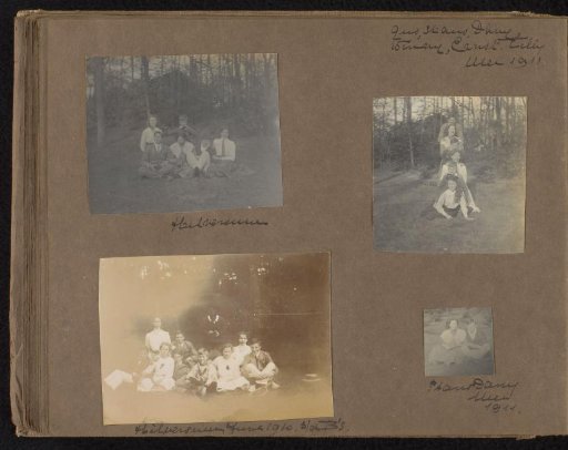 Four group portraits of Loentje Onnen with friends