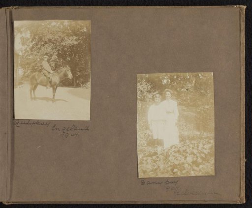 Two Photographs of Guly Boissevain on Horseback and a Boy Named Dany with a Woman