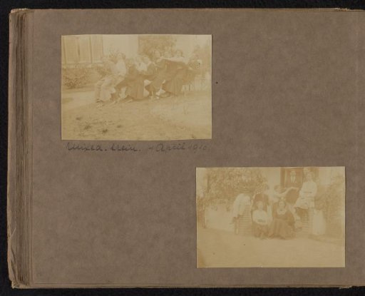 Two group portraits of Loentje Onnen with friends