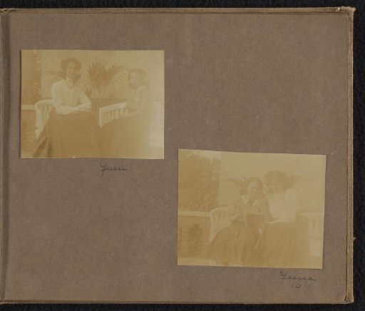 Two photographs of Milly Onnen with a friend