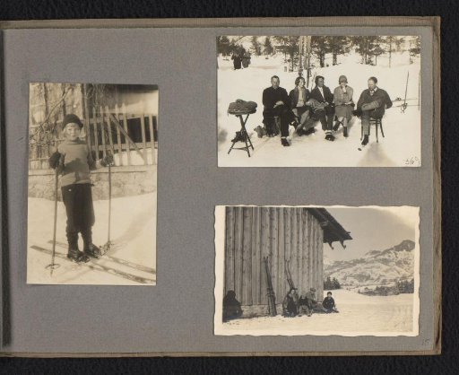 Three photos of the Onnen-Van den Berg family during a ski vacation