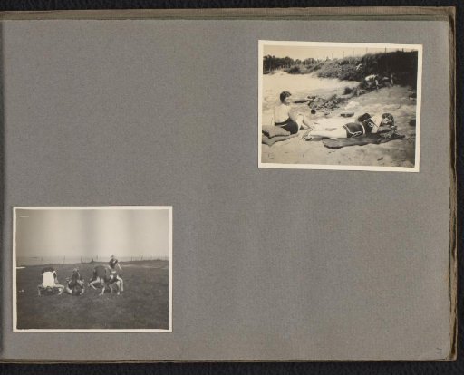 Two photographs of members of the Onnen-Van den Berg family recreating by a lake