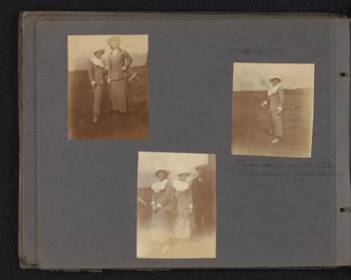 Three people at a hockey match between clubs from Hilversum and Amsterdam