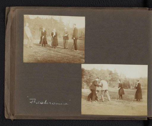 Two photographs of a croquet-playing group