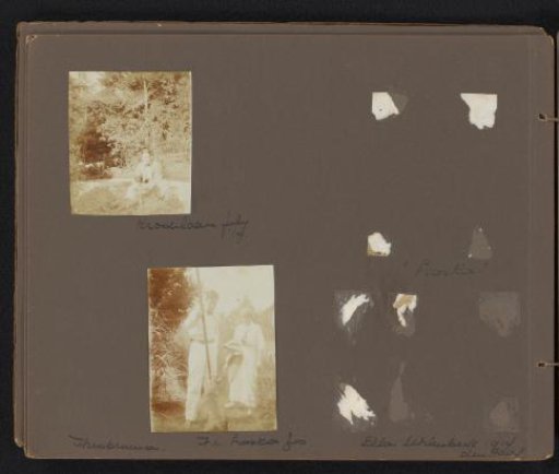 Two photographs of friends of Loentje Onnen in a garden