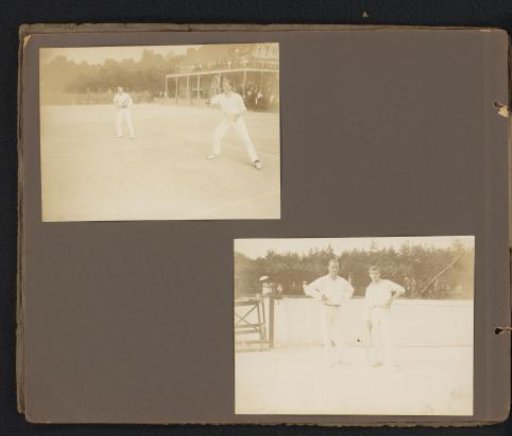 Two photos of the gentlemen doubled at the Dutch tennis championships in Hilversum, 1912