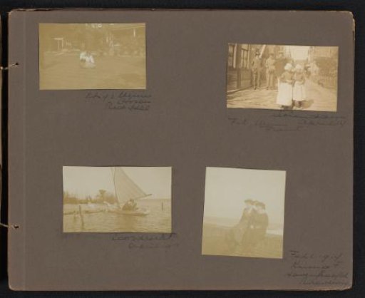 Four photographs of friends of Loentje Onnen in Redhill, Volendam, Loosdrecht and Scheveningen