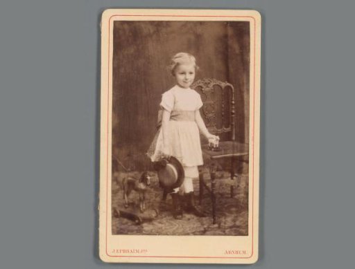 Portrait of an unknown girl with toys from the family and circle of Eugene van Delden and Belle van Delden-Denninghof Stelling