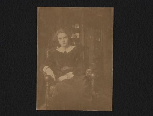 Portrait of Johanna (Hans) de Jong seated in a living room