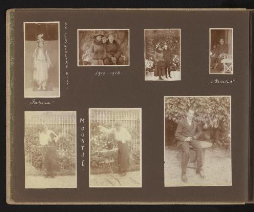 Johanna (Hans) de Jong, Frederik (Frits) Stokhuyzen, and a man named Bertus in the garden and on the terrace