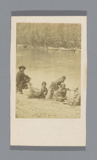 Company on a Riverbank, Probably the Seine