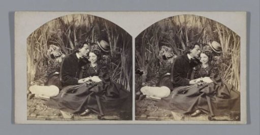 Seated couple in a field