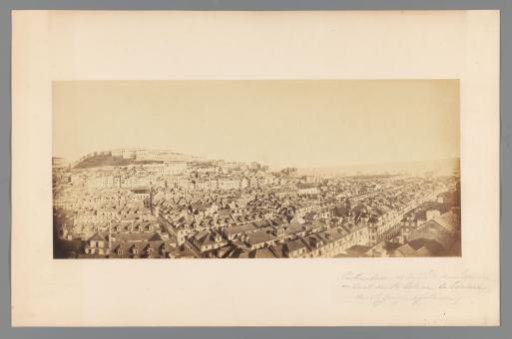 Panorama looking over the old city of Lisbon, with a view of the hill with St. George's Castle