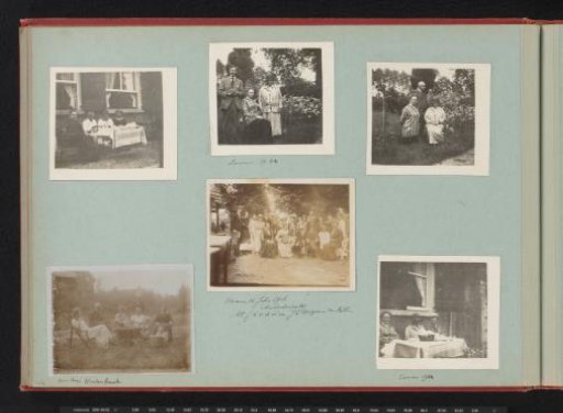 Members of the Graswinckel family in a garden in Oosterbeek, a group portrait at the center during a wedding in Baarn