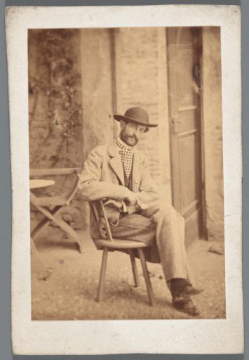 Unknown man sitting outside on a chair