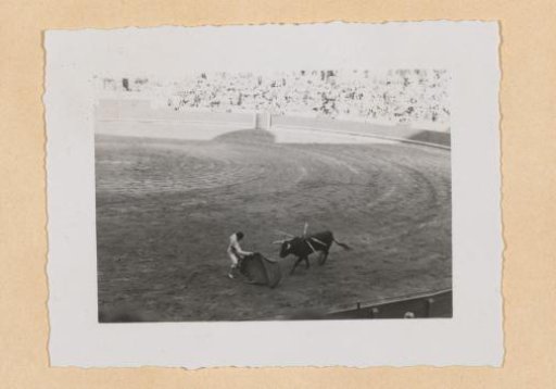 Bullfighter with the muleta fighting a bull, Barcelona