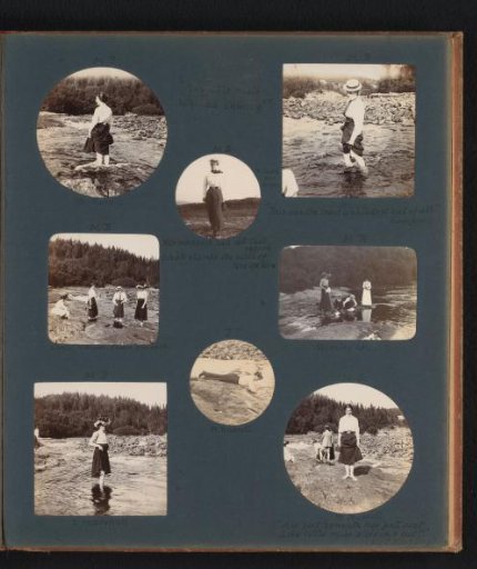 Eight photographs of the traveling party by a stream, Norway
