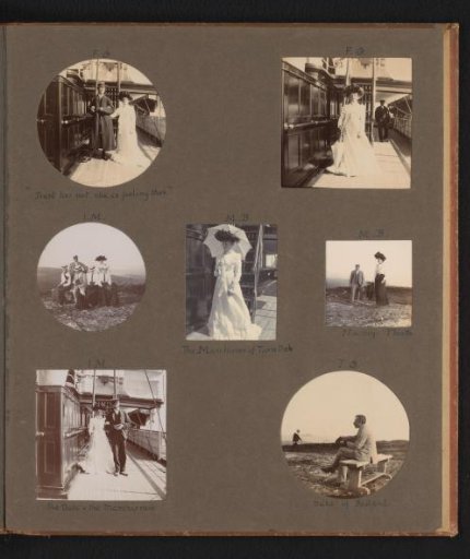 Seven photographs of the traveling party with the Marchioness of Tavistock on the ship S.Y. Sapphire and in Norway