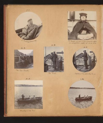 Seven photographs of the traveling party and the crew of the S.Y. Sapphire