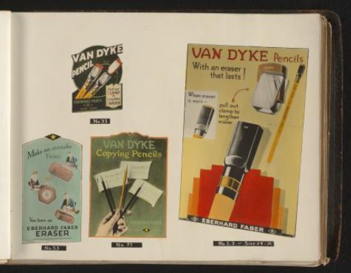 Advertisement for Eberhard Faber pencils and erasers